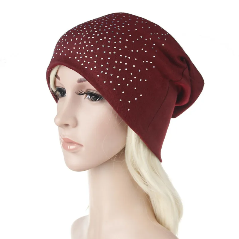 

2019 Ear Warm Casual Loose Hip Hop Rivet Zircon Man Women Fall Winter Skullies Beanie Hat Cap Elastic Fashion Accessories-XMC-W6