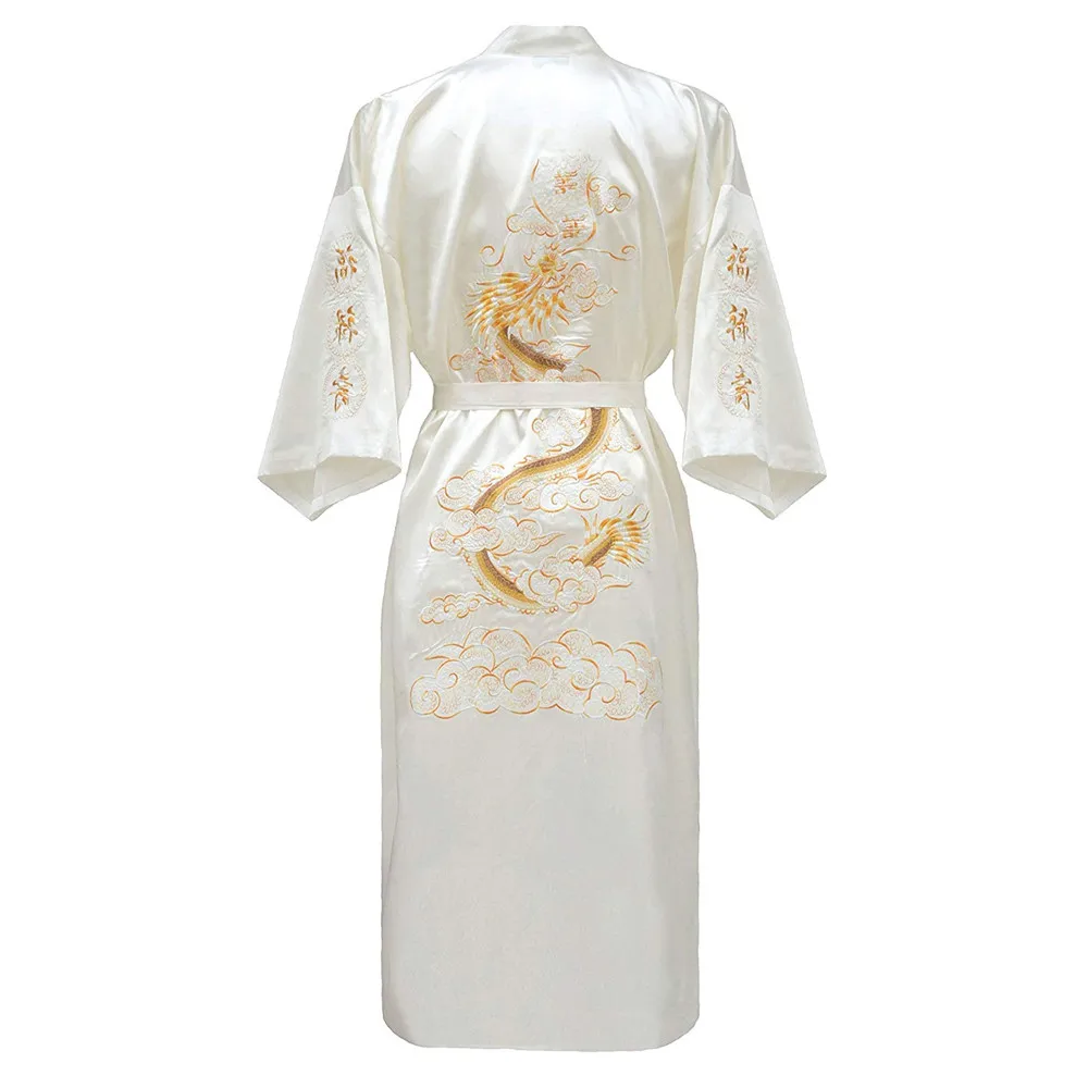Kimono Bathrobe Gown Home Clothing PLUS SIZE 3XL Chinese men Embroidery Dragon Robe Traditional Male Sleepwear Loose Nightwear Kimono Bathrobe Gown Home Clothing PLUS SIZE 3XL Chinese men Embroidery Dragon Robe Traditional Male Sleepwear Loose Nightwear