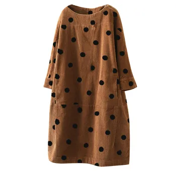 

Women Autumn Dress Fashion Polka Dot Print Ladies Casual Clothing Long Sleeve Mini Short Loose Yellow Dress 2020#Zer
