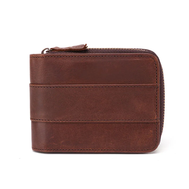 Genuine Leather Rfid Wallet Men Crazy Horse Wallets Coin Purse Short Male Money Bag Quality Designer Mini Walet Small MRF57