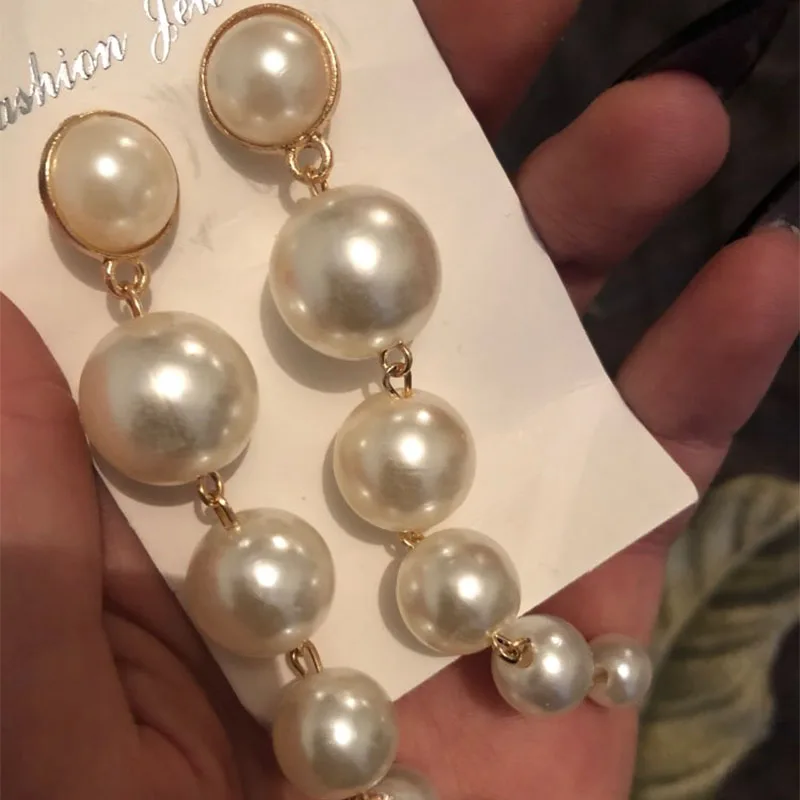 Simulation Pearl Long Earrings Female Wedding Pendant Earrings Fashion Korean Jewelry