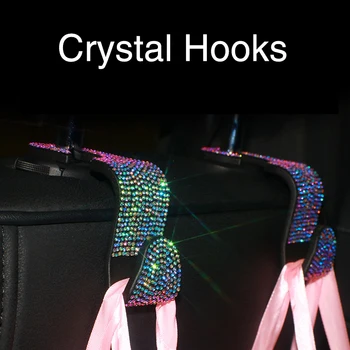

Car Headrest Hook Colorful Rhinestone Seat Back Hanger Holder Vehicle Organizer for Handbags Purses and Grocery Bags