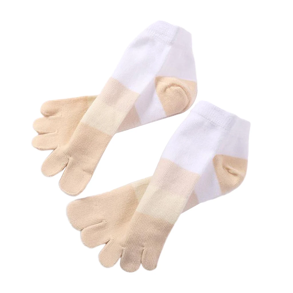 Men Womens 100% Cotton Toe Socks Five Finger Ankle Breathable Sports Socks Striped Toe Socks Athletic Socks