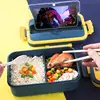 Bento Box Japanese Style for Kids Student Food Container Wheat Straw Material Leak-Proof Square Lunch Box with Compartment ► Photo 2/6