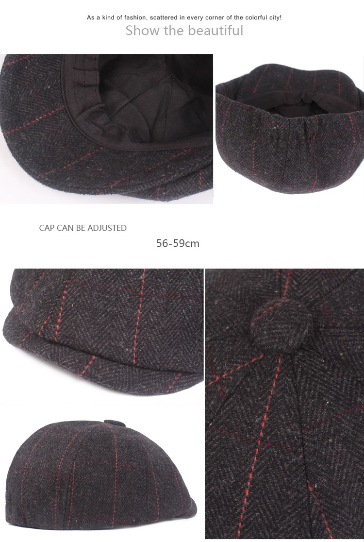 RoxCober зима-осень восьмиугольная кепка мужские и женские винтажные береты шерстяная маляр плоская шляпа модная кепка газетчика теплые шапки