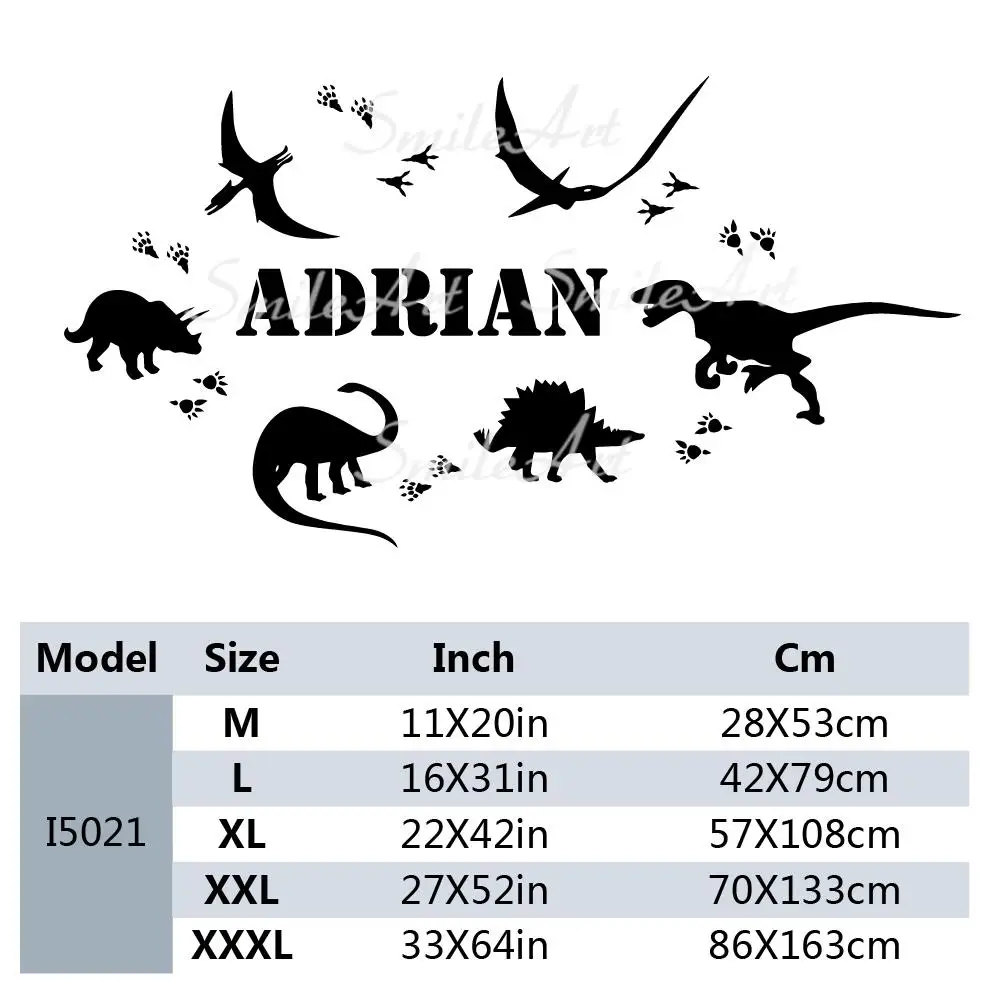 Funny Dinosaur Custom Name Wall Stickers Vinyl Art Decals For Kids Rooms Removable Decor Wall Decals 
