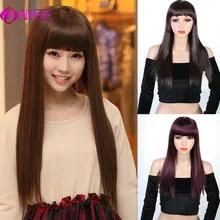 AIYEE 2" синтетические волосы парики цвет красного вина косплей парик женские длинные прямые синтетические волосы парик с челкой