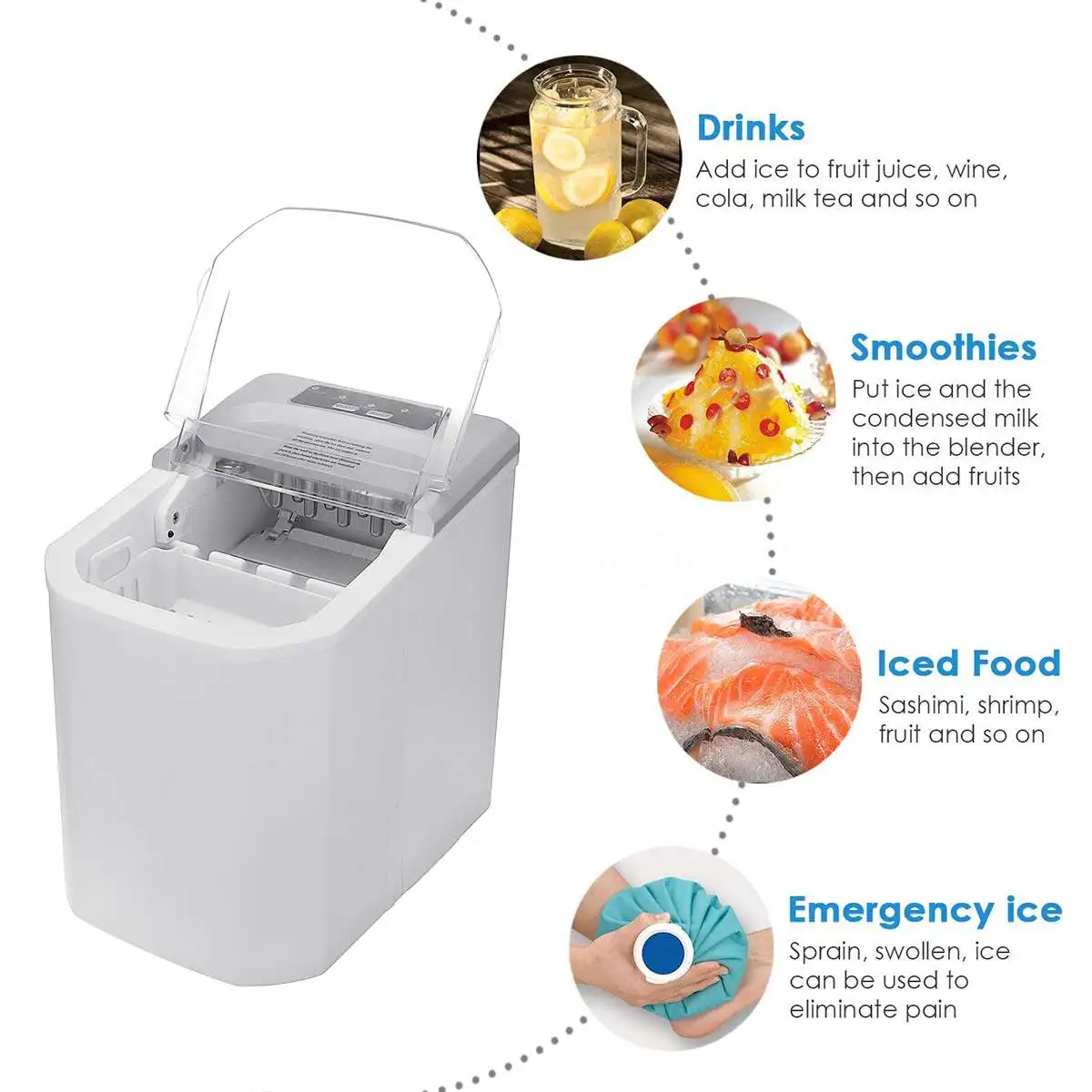 Мини автоматическая электрическая машина для приготовления льда, портативная цилиндрическая круглая машина для изготовления кубиков льда, маленький бар, кофейня, 15 кг/24 ч