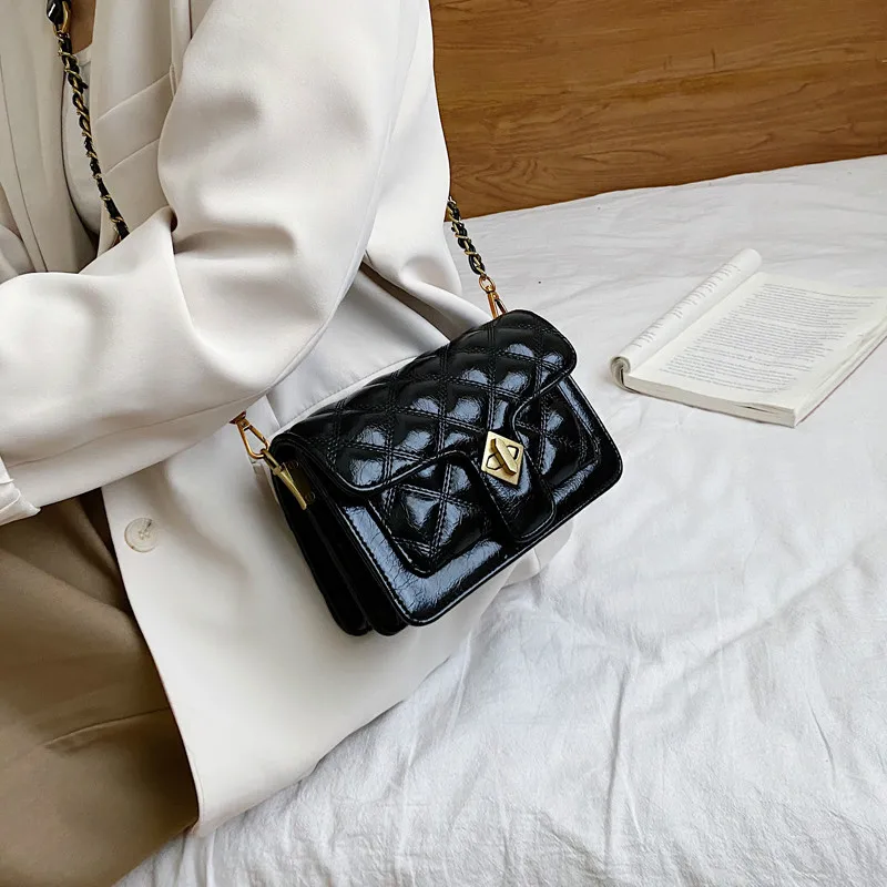 

Ling Grid Chain Small Bag Female 2020 Popular New Korean Version of The Wild Messenger Fashion Retro Shoulder Small Square Bags