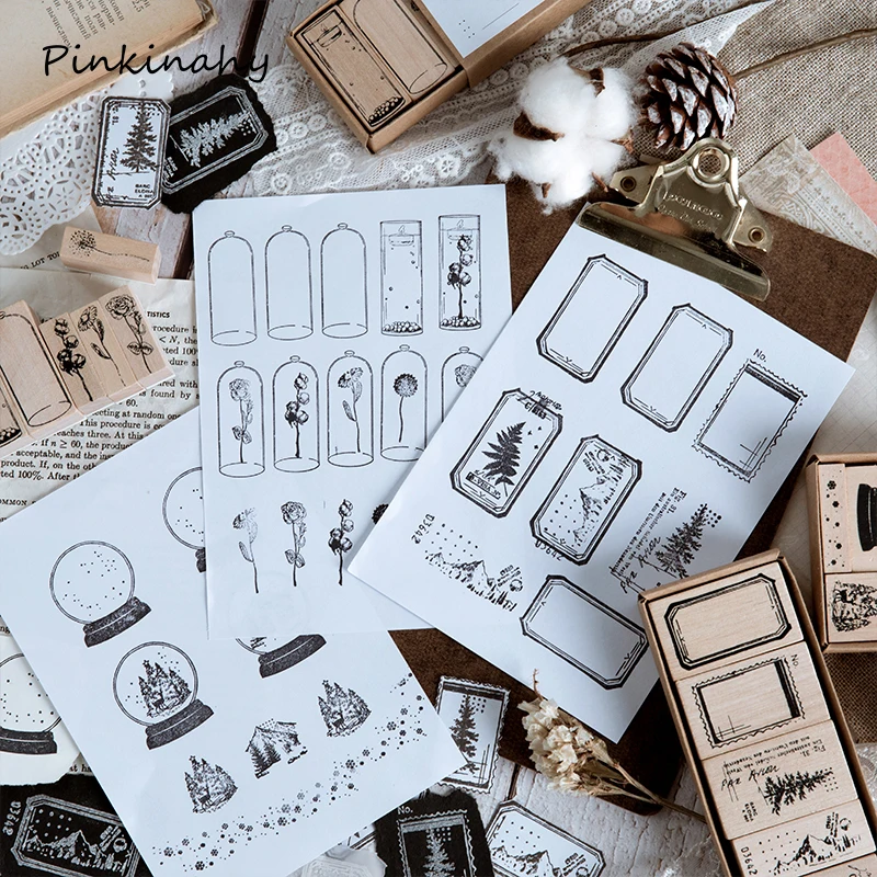 Винтажные образцы растений Деревянный Штамп 1 комплект DIY Ремесло Деревянные и резиновые штампы для скрапбукинга дневник в стиле Скрапбукинг Стандартный штамп