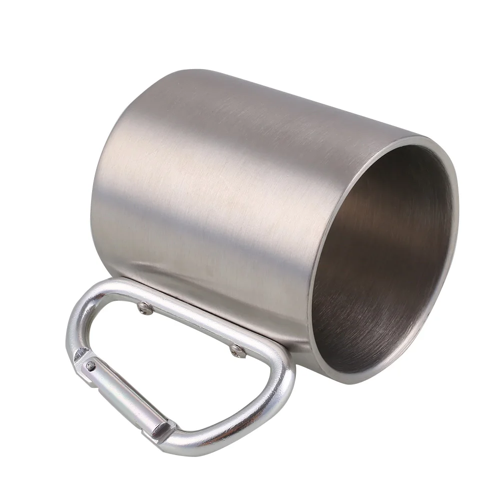 Portable Stainless Steel Camping Mug Outdoor Cup Bottle Drinkware Carabiner