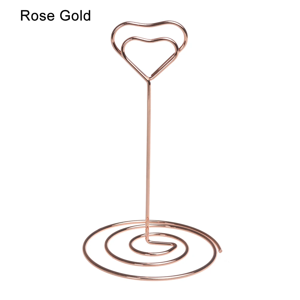 Romantic Wedding Party Desktop Decoration Love Shape Place Card Holder Photo Clip Table Number Stand Business Card Holder - Цвет: Rose Gold