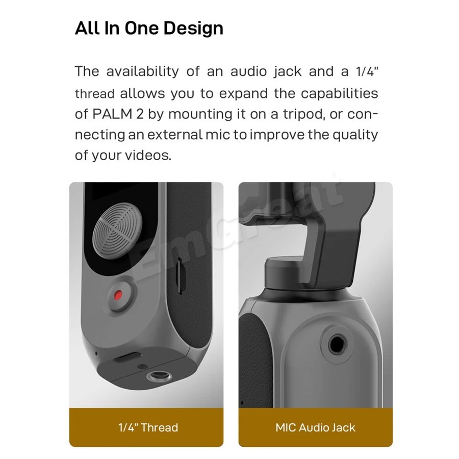 FIMI PALM 2 3-Axis Handheld Gimbal Camera Stabilizer 128° Wide Angle FPV 4K 100Mbps WiFi 308 Min Noise Reduction MIC Smart Track FIMI PALM 2 3-Axis Handheld Gimbal Camera Stabilizer 128° Wide Angle FPV 4K 100Mbps WiFi 308 Min Noise Reduction MIC Smart Track