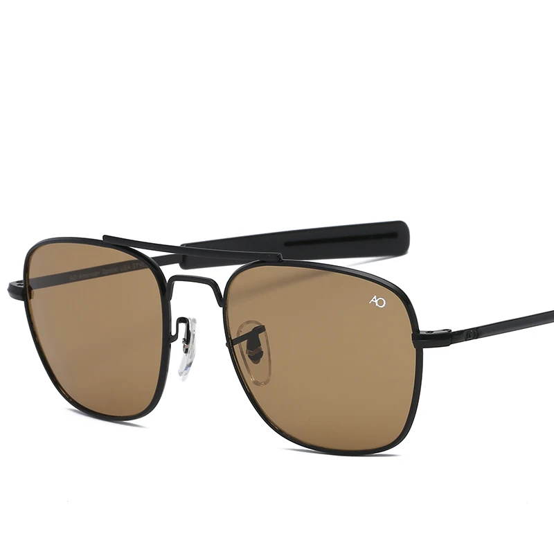 Модные квадратные солнцезащитные очки es для мужчин, роскошные брендовые дизайнерские солнцезащитные очки es для мужчин, американские армейские военные оптические стеклянные линзы Oculos - Цвет линз: Black-Tea