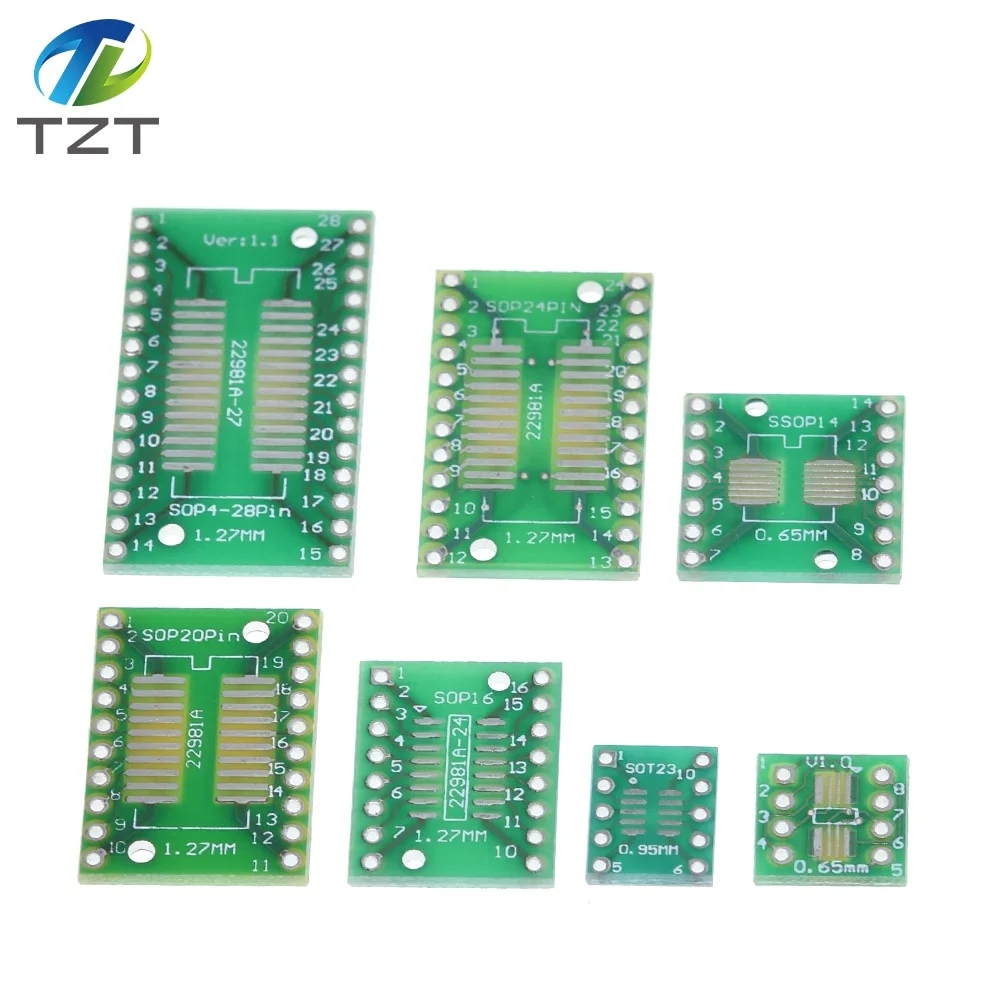 TZT 7 шт. = 7 значение* печатная плата комплект SMD поворот к DIP SOP MSOP SSOP TSSOP SOT23 8 10 14 16 20 24 28 SMT к DIP