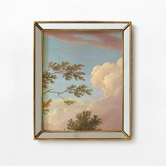 Decorative painting of clouds on the horizon with glass frame