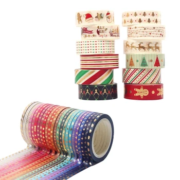 

36 Pcs Decorative Duct Tape Holiday Christmas Washi Tape Craft Decorative Kits, 24Pcs mx5M & 12 Pcs 15Mmx5M