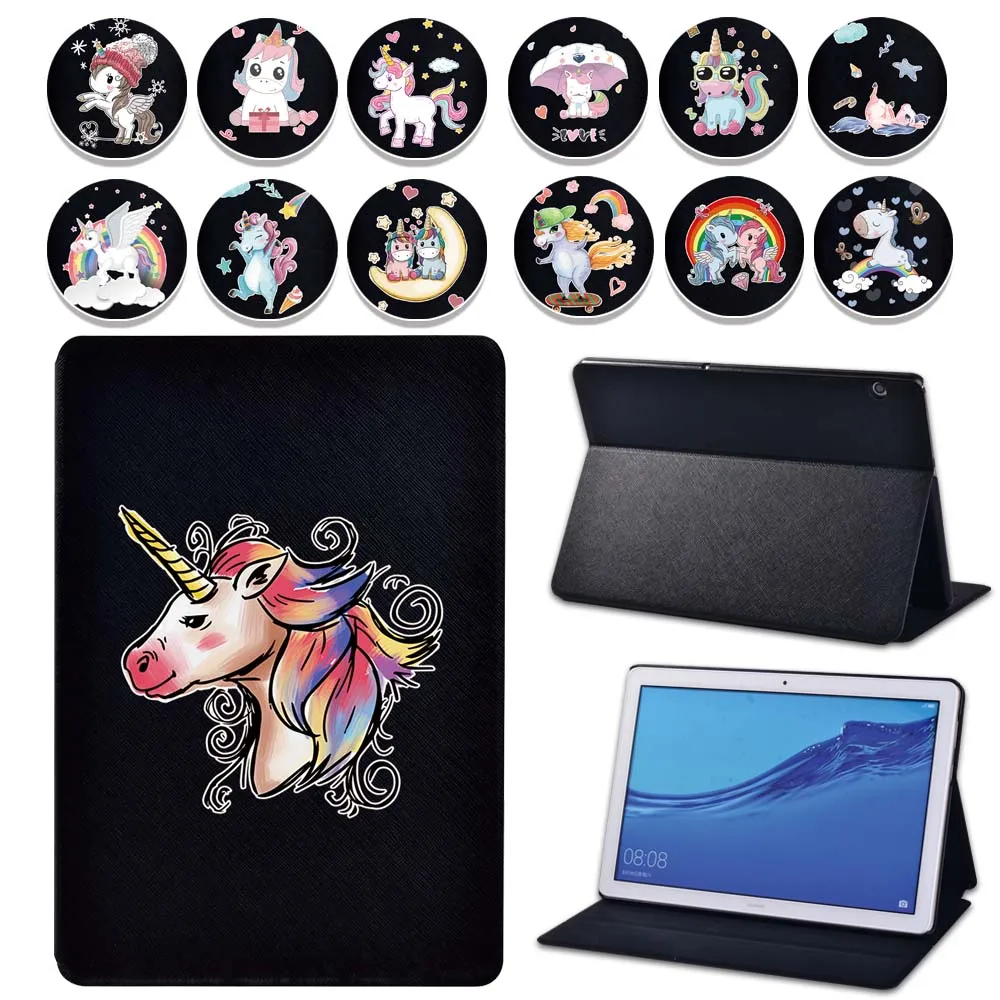 

Unicorn Leather Tablet Folio Cover Case for Huawei MediaPad T3 8/T3 10 9.6Inch/T5 10 10.1 Inch Soft Shell Flip Stand Tablet Case