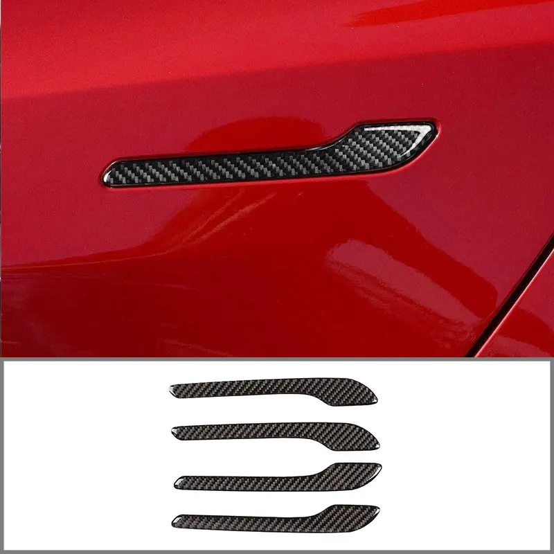 

For Tesla Model 3 Carbon Fiber Door Handle Wrap Set Colored Protector Stickers Door Handle Carbon Fiber Decal