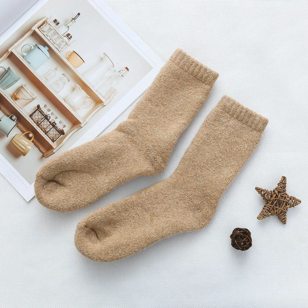 Эластичные домашние мягкие носки-тапочки пушистые теплые зимние толстые носки из кроличьей шерсти толстые махровые носки мужские зимние носки - Цвет: Coffee