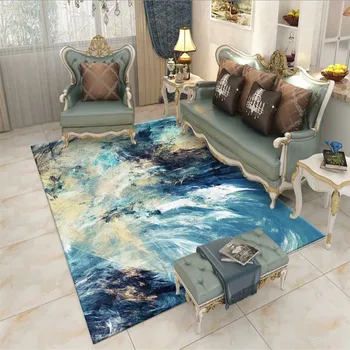 

Nordic Abstract Oil Painting Parlor Area Rugs Flannel Soft Bedroom Rugs Bedside Mat Large Living Room Carpet for Home Decorative