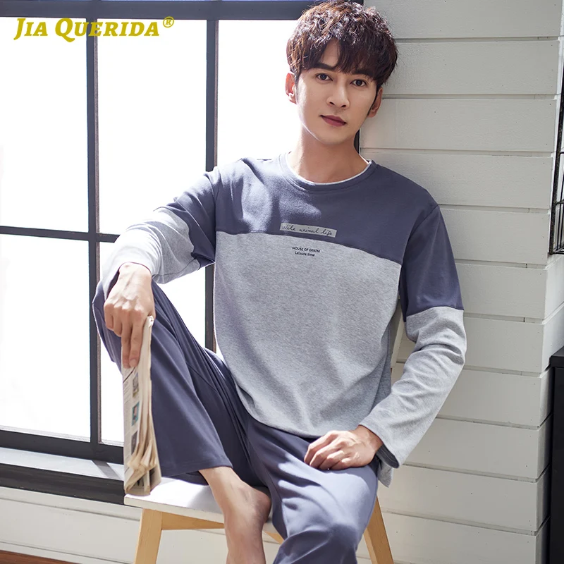 Pajamas for Men 2020 New Plus Size Sleepwear 100% Cotton Pullover Men Pajama Sets Long Sleeves Pure Cotton Big Size 3xl 4xl Pjs