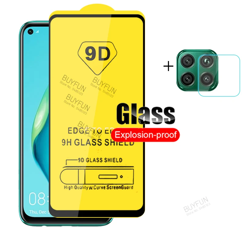 2в1 9D закаленное стекло для Huawei P40 P30 Lite E P Smart Plus 2019 Защитная пленка объектива