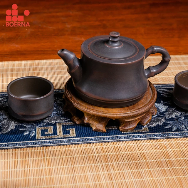 Boerna 200-230Ml Bambusz Teáskanna Qinzhou Kerámia Nixing Tao Teameder Kézzel Készített Teakészlet Puer Oolong Beauty Kettle-Hez - Image 3