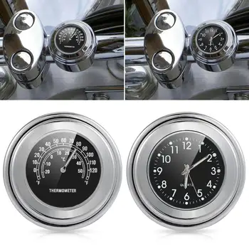 

22-25MM Motorcycle Handlebar Clock Thermometer Moto Handlebar Mount Dial Clock Watch Thermometer Temp Gauga for Yamaha Kawasaki
