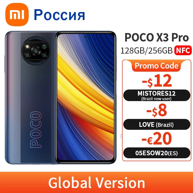 Versión Global POCO X3 Pro NFC 6GB 128GB / 8GB 256GB teléfono móvil Snapdragon 860 de actualización de 120Hz 5160mAh 33W carga Quad Camera