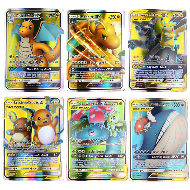 200 шт GX Мега блестящие TAKARA TOMY карты игры Покемоны битва карт торговые английские