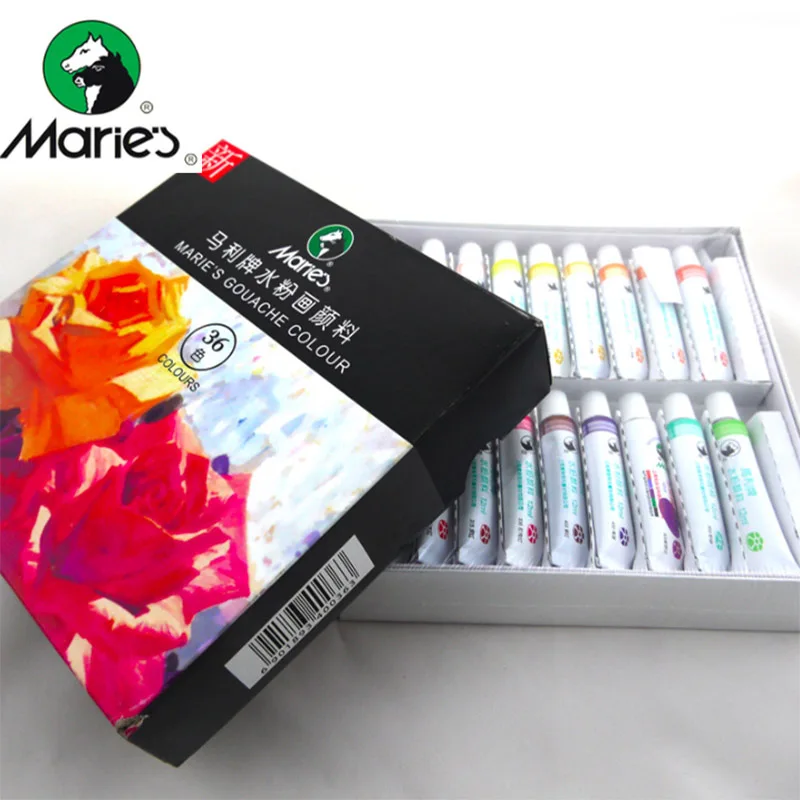 Koop 12 18 24 36 kleuren Gouache Verf Set Hoge Kwaliteit Transparant 12ML Gouache Pigment Voor kunstenaar School Student