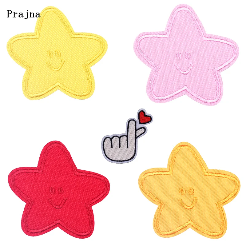 Prajna Cute Stars Patches DIY Colorful Ironing Patch For Clothing Heart Embroidery Applique Badge Kids Stickers Decor F | Дом и сад