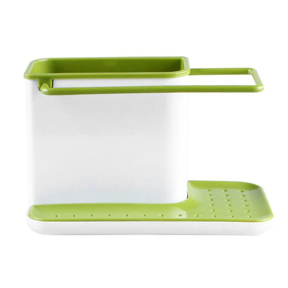 Пластиковые стеллажи Органайзер Caddy для хранения кухонной раковины Держатель для посуды слив интегрированный слив хороший кухонный инструмент - Цвет: Зеленый