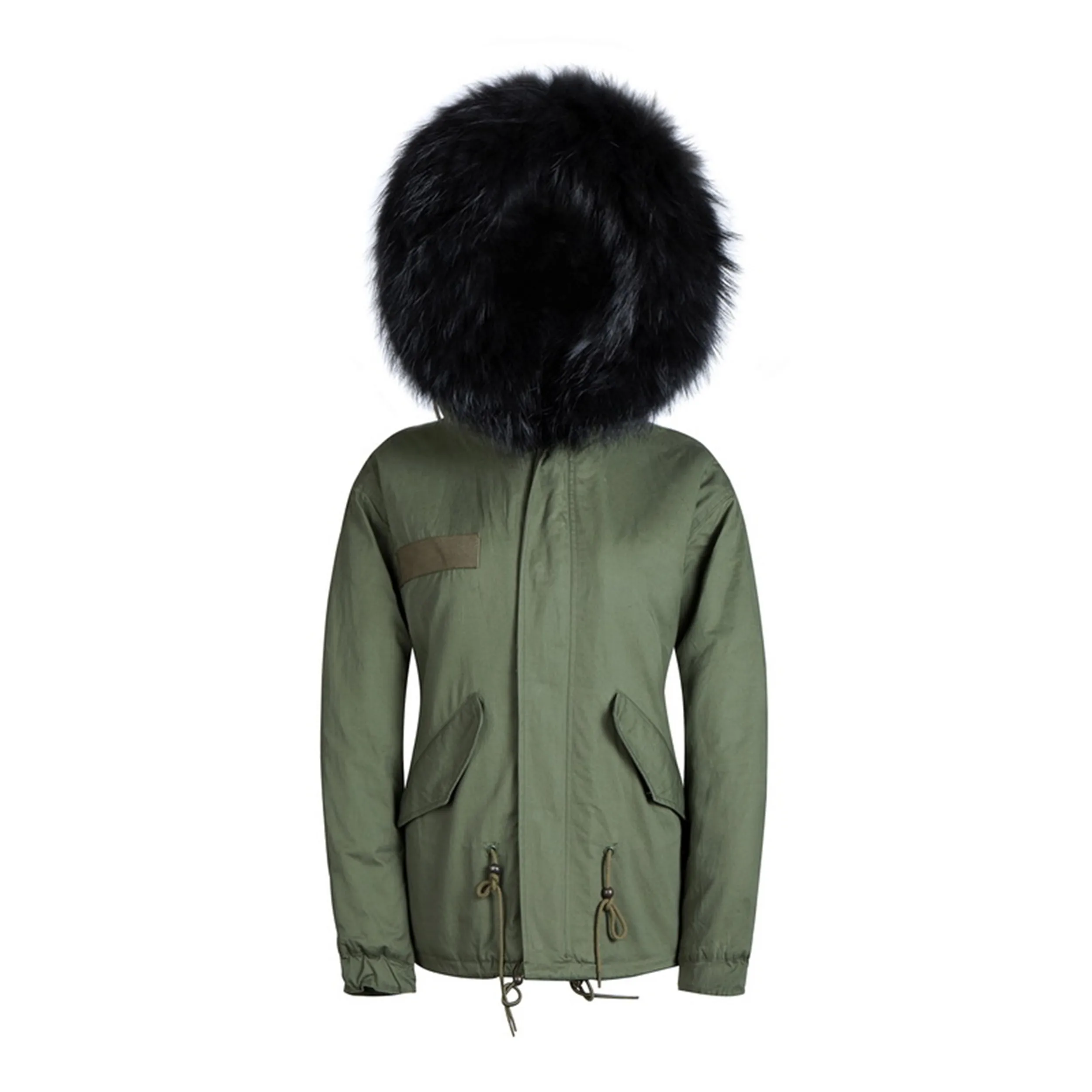 

Шуба Mrs Fur женская из искусственного меха, модная черная парка с большим воротником из меха енота, теплая зимняя одежда