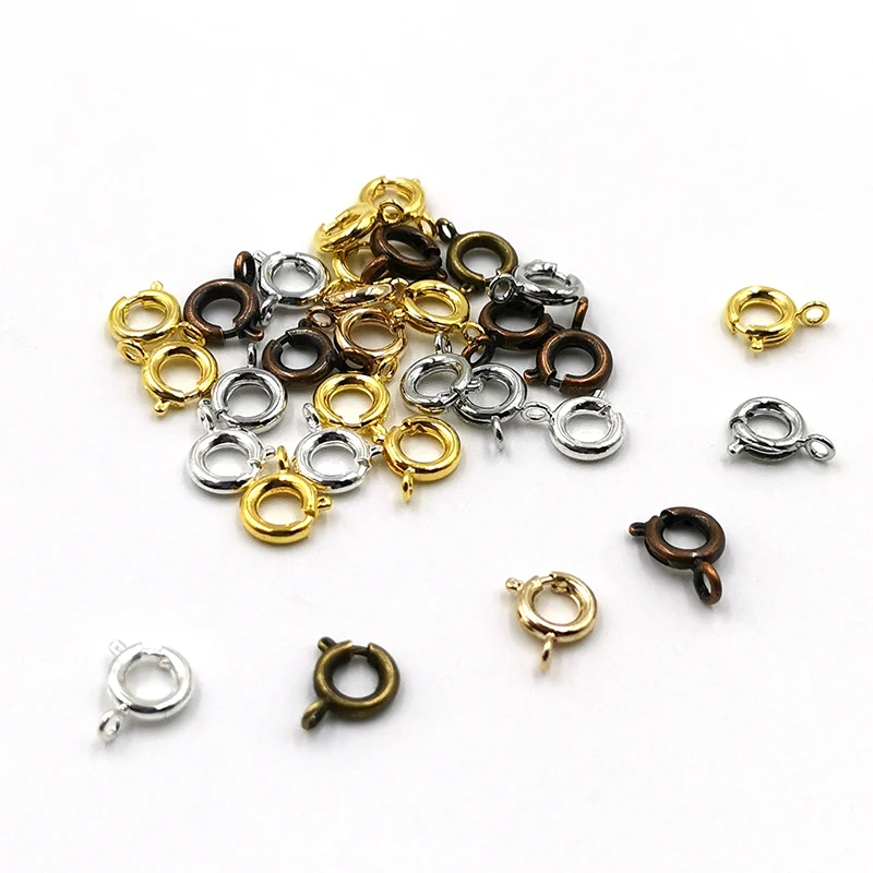 

30Pcs/Lot Vintage Metal Spring Clasps With Open Round Rings Jewelry Clasps For Chain Necklace Bracelet Connectors Jewelry Making