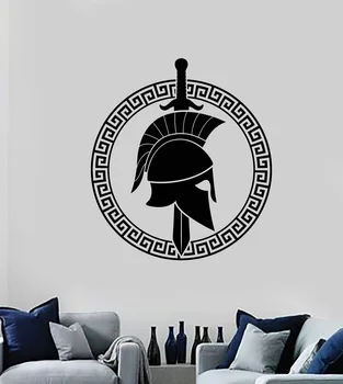 

Vinyl wall decals home decoration living room bedroom art deco spartan greek warrior sword shield ancient art sticker mural GXL7