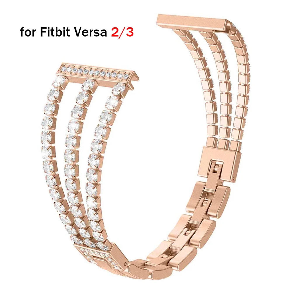 Bracciale In Oro Rosa Per Fitbit Versa 2/ 3/ Lite Sostituzione Cinturino Donna Per Fitbit Sense Wristband Bling Fitbit Sense Luxury