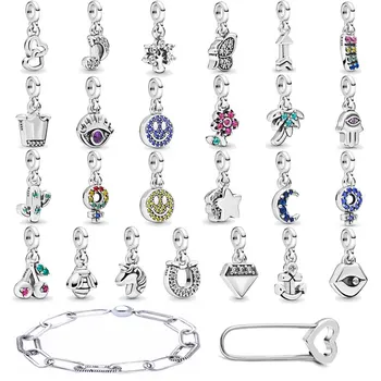 

DIY Me Charm My Butterfly Cherry Crown Pendant Safety Pin Brooch 925 Sterling Silver Bead Fit Original Bracelet Jewelry
