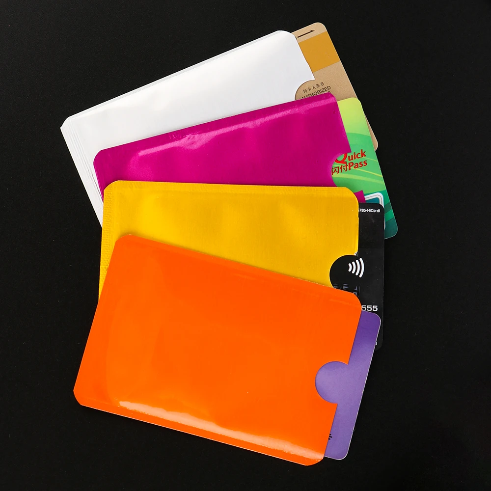 

10Pcs Colorful Anti Rfid Wallet Blocking Reader Lock Bank Card Holder ID Case Protection Metal Credit Card Holder Aluminium Gift