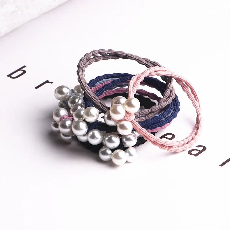 

6pcs Pearl Colorful Double layer Elastic Hair Band Sets Hair Accessories Girls Handmade Hair Tie Headband Rubber Band