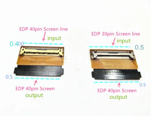30Pin para 40Pin, Adaptador EDP HQ S40, 0.4mm, 0.5mm