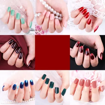 

Girls Artficial Nails Pure Color Fake Nails Art Decoration Short Square Head Full Cover False Nail Art Tips with Glue 24pcs/Box