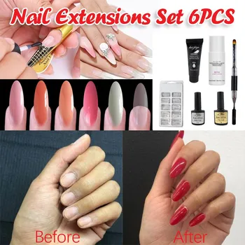 

Nail Set Femme Nail Art Extension Fiber Set Fiberglass Nails Phototherapy Extension Glue 90ml chiodo Mujer nails sticker art