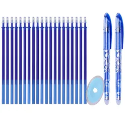 Recharges pour stylo Gel effaçable, 23 pièces/ensemble, 0.5mm, encre bleue et noire, poignée lavable, stylo magique effaçable pour papeterie scolaire et de bureau 
