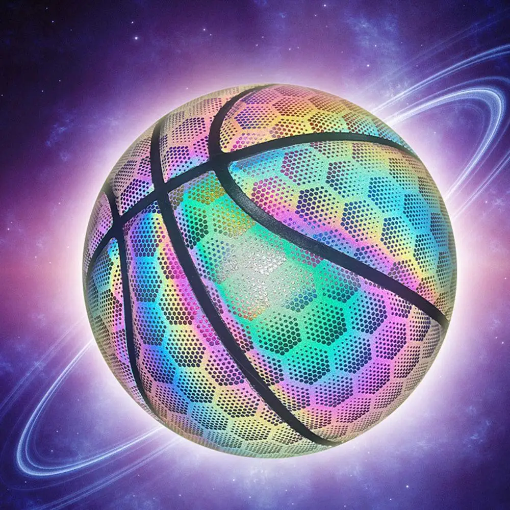 Holographic Reflective Basketball Ball Pu Leather Wear-resistant Colorful  Night Game Street Glowing Basketball With Air Needles - Basketball -  AliExpress