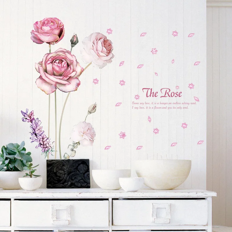 

24 Kinds Large Flowers Wall Stickers Bedroom TV Sofa Romantic Flowers Home Decors DIY Mural Art Wall Decals Vinyl Wallpaper