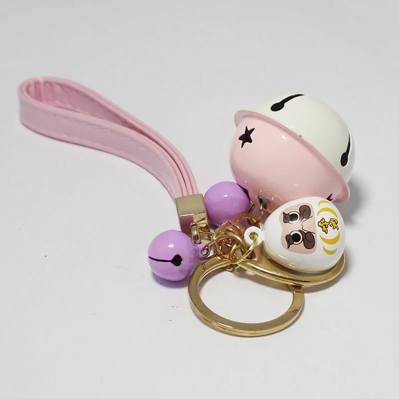 

1x 40MM Big Bell Keyrings Daruma Doll Good Luck Jingle Bell Charms Pendant Key Chain