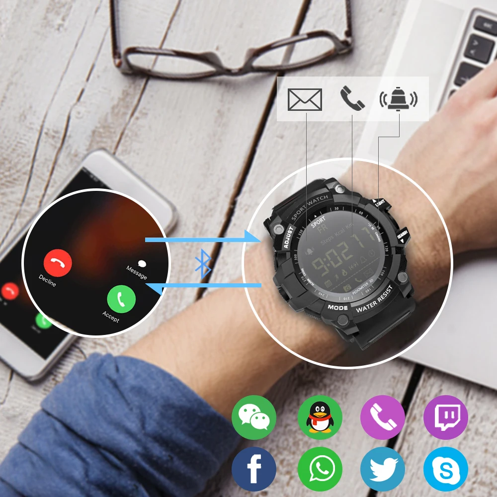 Lokmate bluetooth SmartWatch цифровые часы Шагомер Смарт часы мужские водонепроницаемые IP67 Спорт для ios Android телефон