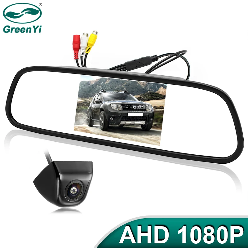 GreenYi 5 дюймов AHD 1080P Автомобильный зеркальный монитор Высокое разрешение задний